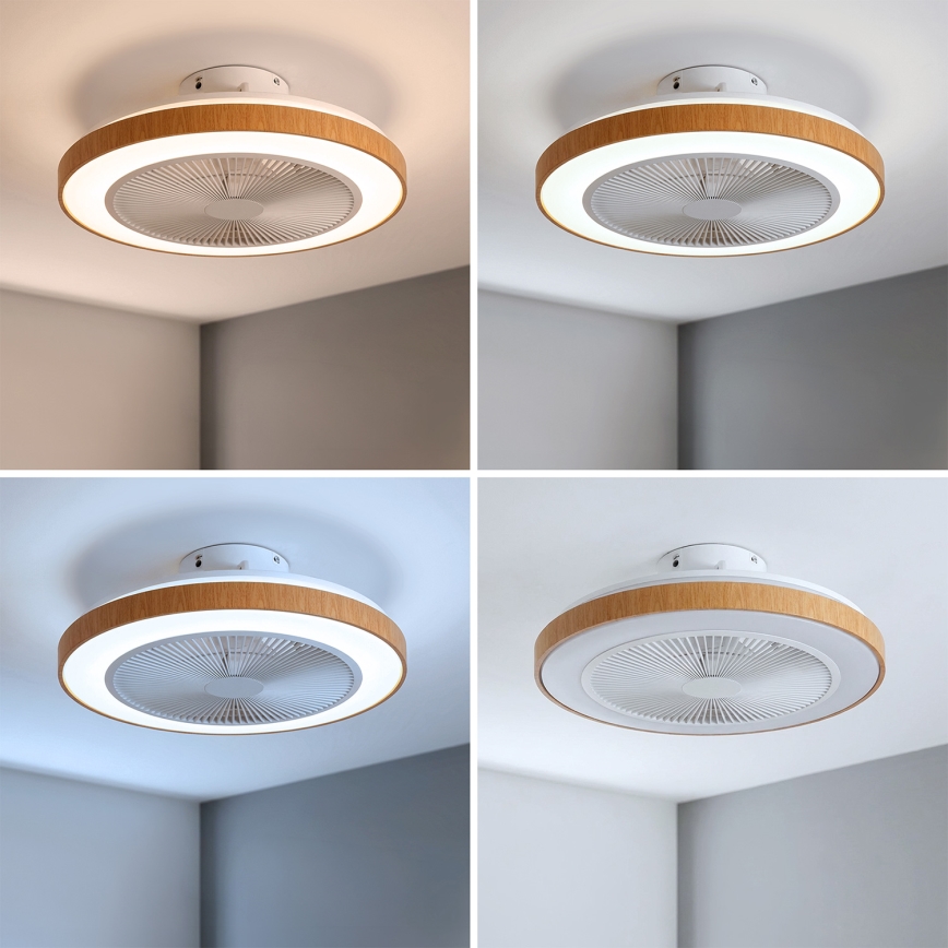 Brilagi - Ventilatore da soffitto dimmerabile LED/38W/230V 50 cm bianco/marrone + telecomando