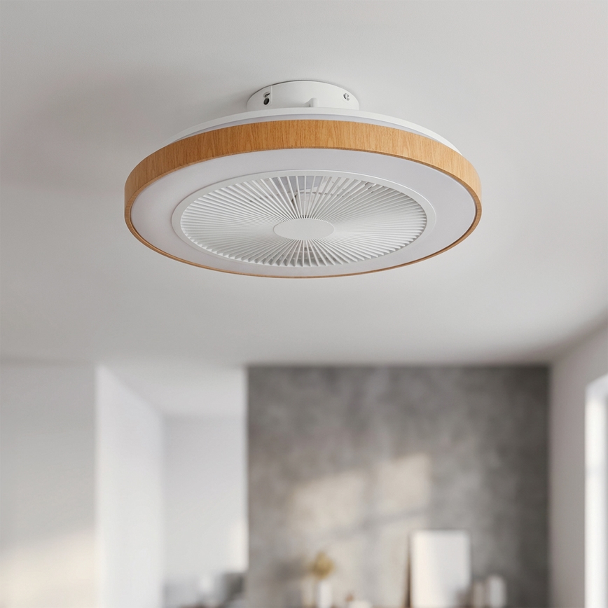 Brilagi - Ventilatore da soffitto dimmerabile LED/38W/230V 50 cm bianco/marrone + telecomando