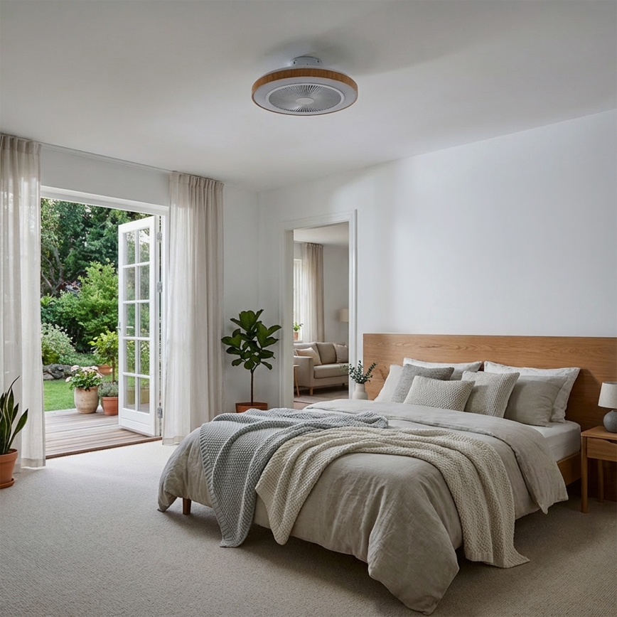 Brilagi - Ventilatore da soffitto dimmerabile LED/38W/230V 50 cm bianco/marrone + telecomando