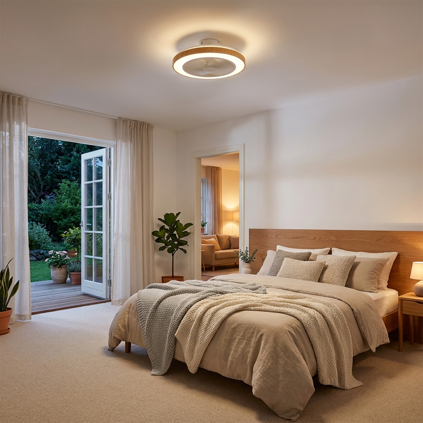 Brilagi - Ventilatore da soffitto dimmerabile LED/38W/230V 50 cm bianco/marrone + telecomando