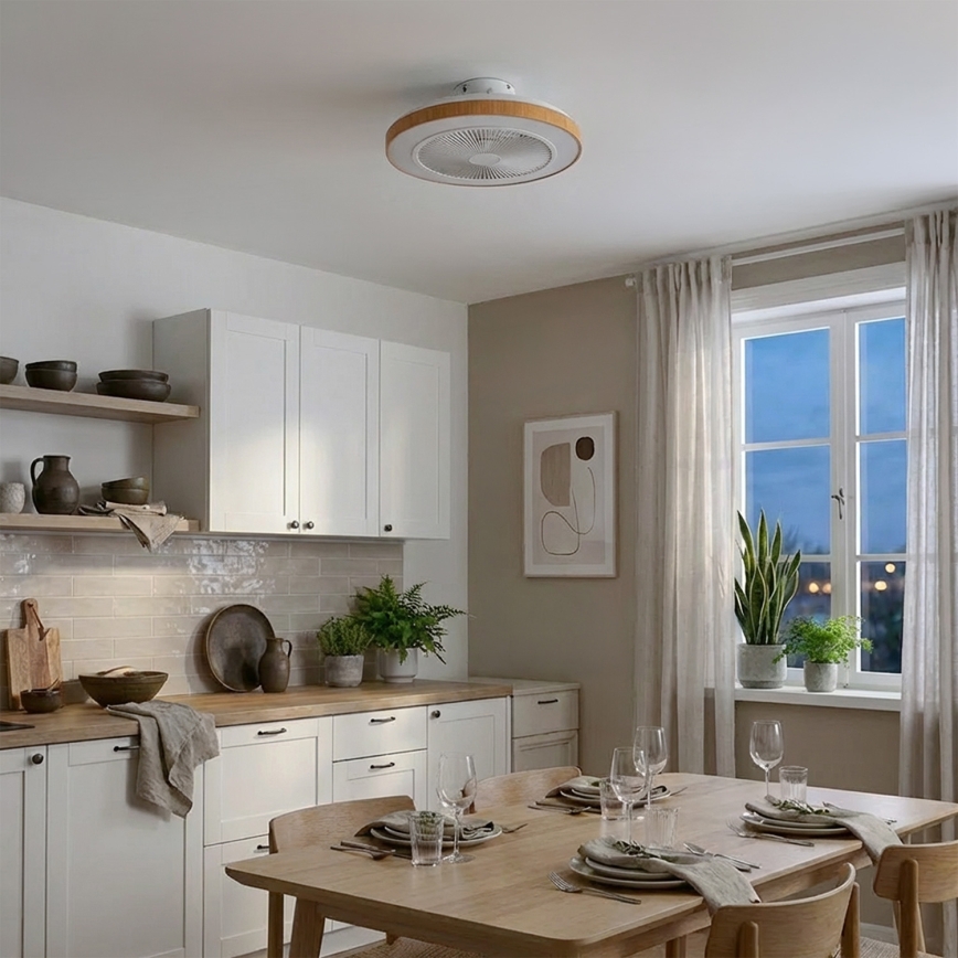 Brilagi - Ventilatore da soffitto dimmerabile LED/38W/230V 50 cm bianco/marrone + telecomando