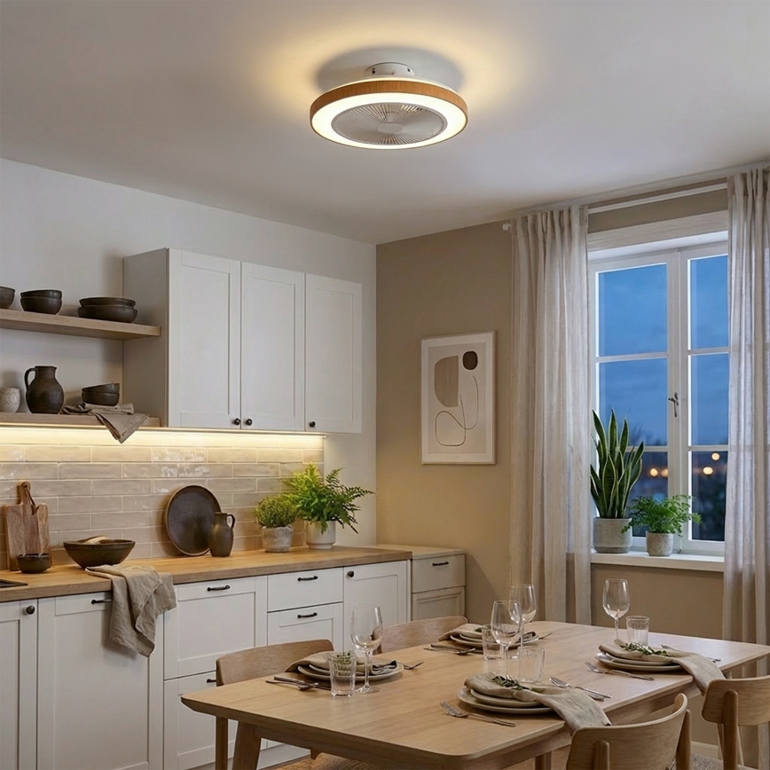 Brilagi - Ventilatore da soffitto dimmerabile LED/38W/230V 50 cm bianco/marrone + telecomando