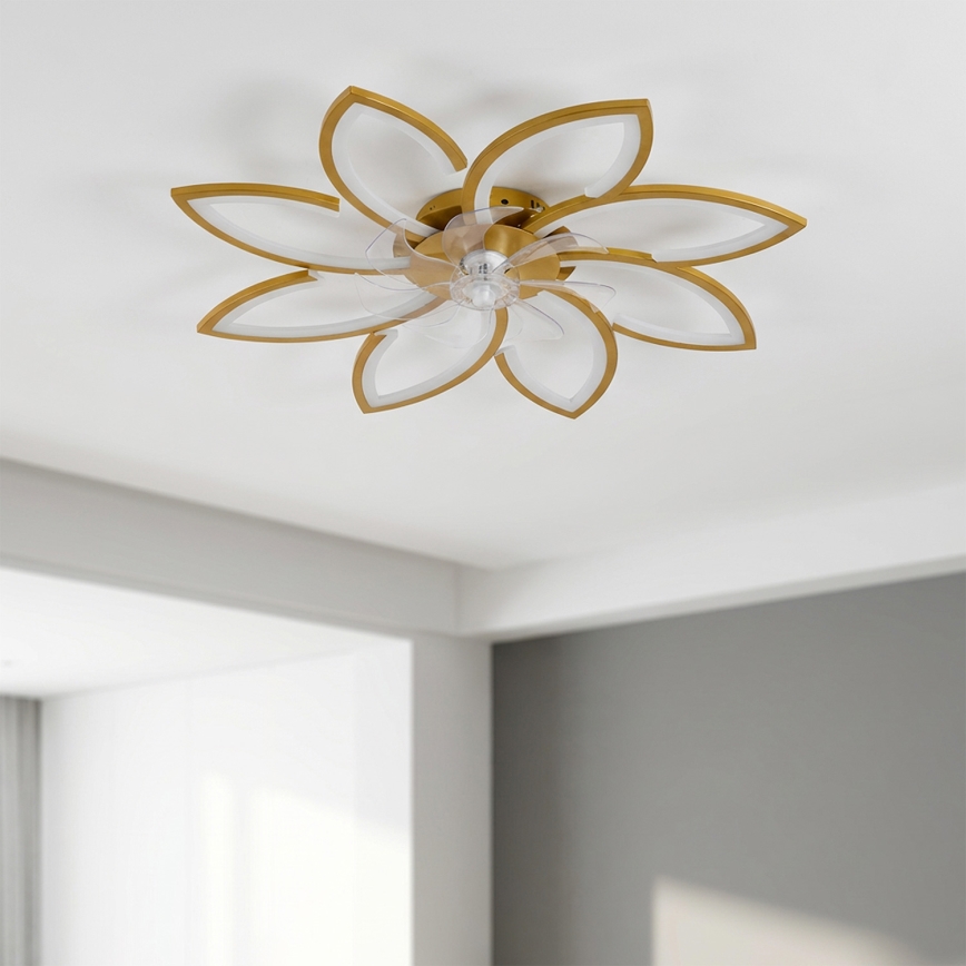 Brilagi - Ventilatore da soffitto dimmerabile a LED 43W/230V Ø 90 cm, finitura oro + telecomando