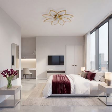 Brilagi - Ventilatore da soffitto dimmerabile a LED 43W/230V Ø 90 cm, finitura oro + telecomando