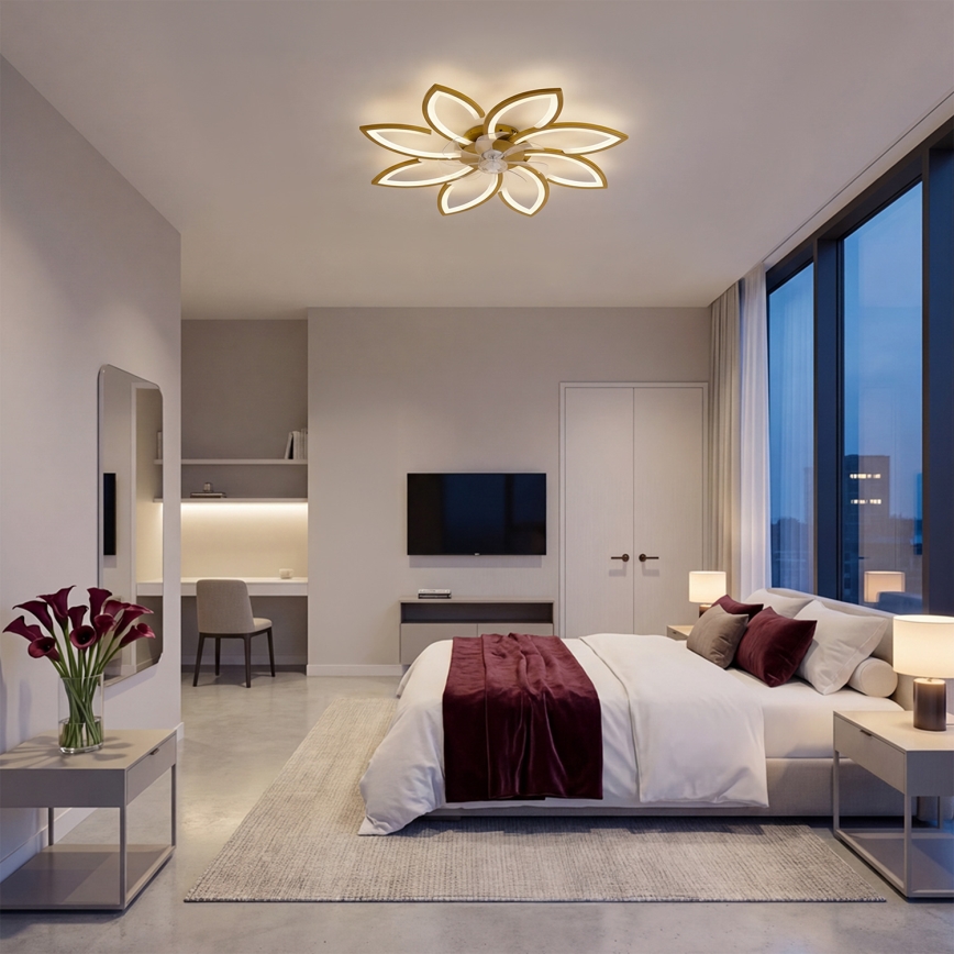 Brilagi - Ventilatore da soffitto dimmerabile a LED 43W/230V Ø 90 cm, finitura oro + telecomando