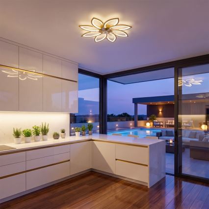 Brilagi - Ventilatore da soffitto dimmerabile a LED 43W/230V Ø 90 cm, finitura oro + telecomando