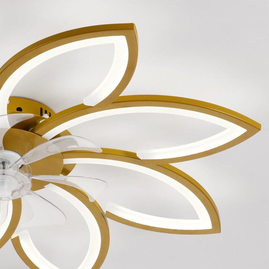 Brilagi - Ventilatore da soffitto dimmerabile a LED 43W/230V Ø 90 cm, finitura oro + telecomando