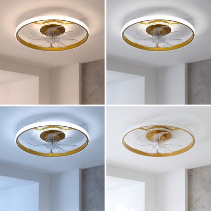 Brilagi - Ventilatore da soffitto dimmerabile LED/66W/230V 55 cm bianco/oro + telecomando