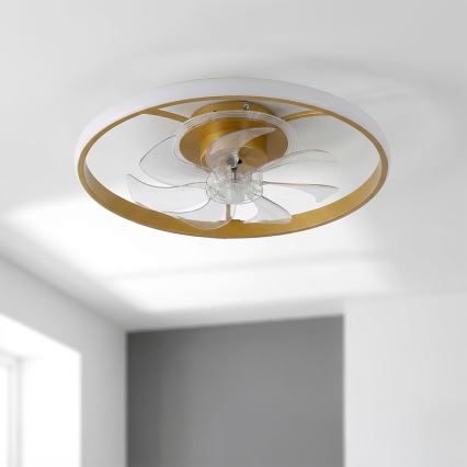 Brilagi - Ventilatore da soffitto dimmerabile LED/66W/230V 55 cm bianco/oro + telecomando
