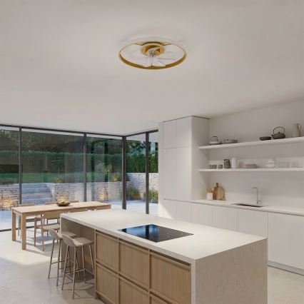 Brilagi - Ventilatore da soffitto dimmerabile LED/66W/230V 55 cm bianco/oro + telecomando