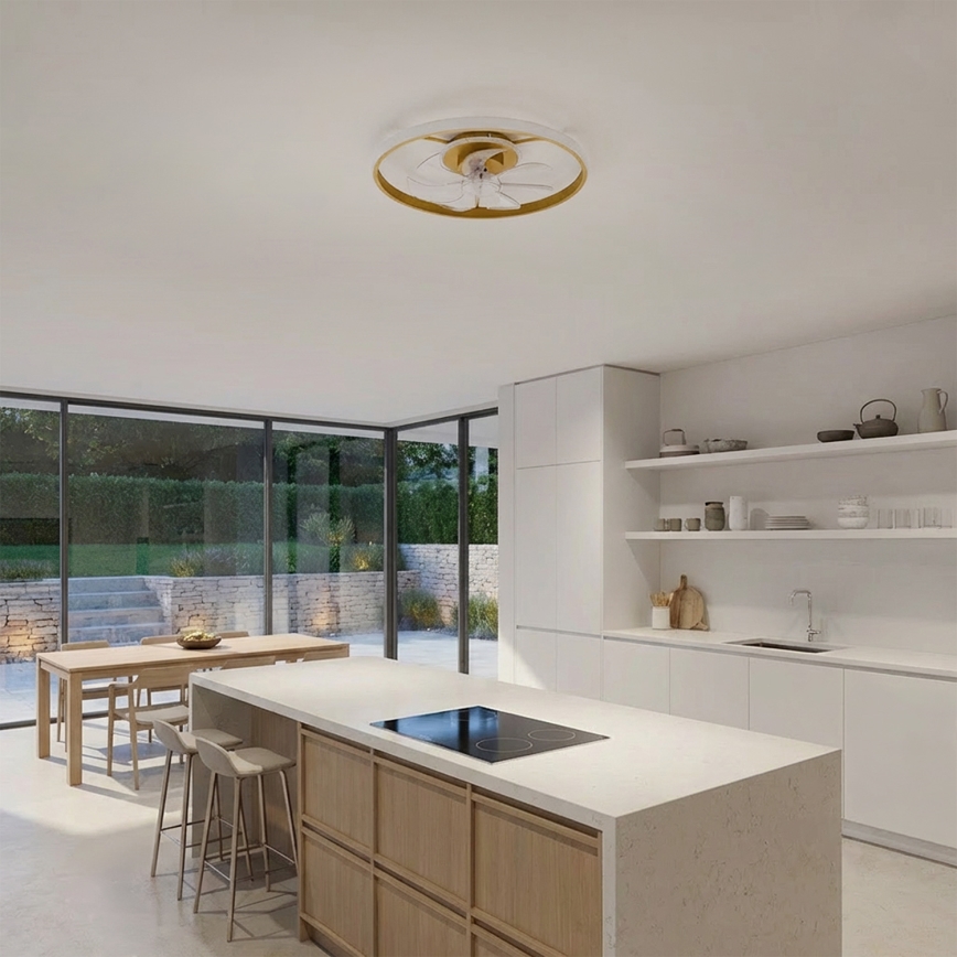 Brilagi - Ventilatore da soffitto dimmerabile LED/66W/230V 55 cm bianco/oro + telecomando