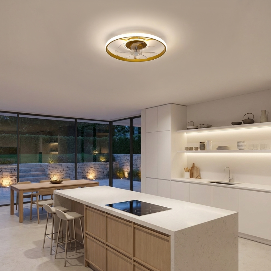 Brilagi - Ventilatore da soffitto dimmerabile LED/66W/230V 55 cm bianco/oro + telecomando