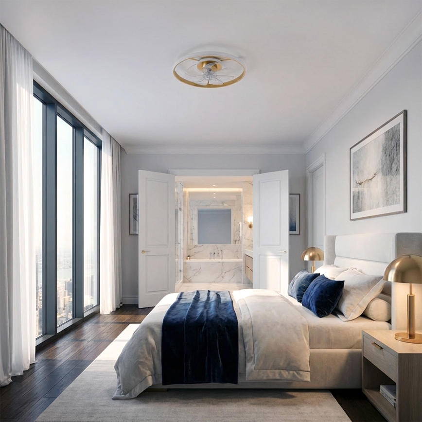 Brilagi - Ventilatore da soffitto dimmerabile LED/66W/230V 55 cm bianco/oro + telecomando