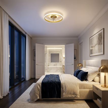 Brilagi - Ventilatore da soffitto dimmerabile LED/66W/230V 55 cm bianco/oro + telecomando