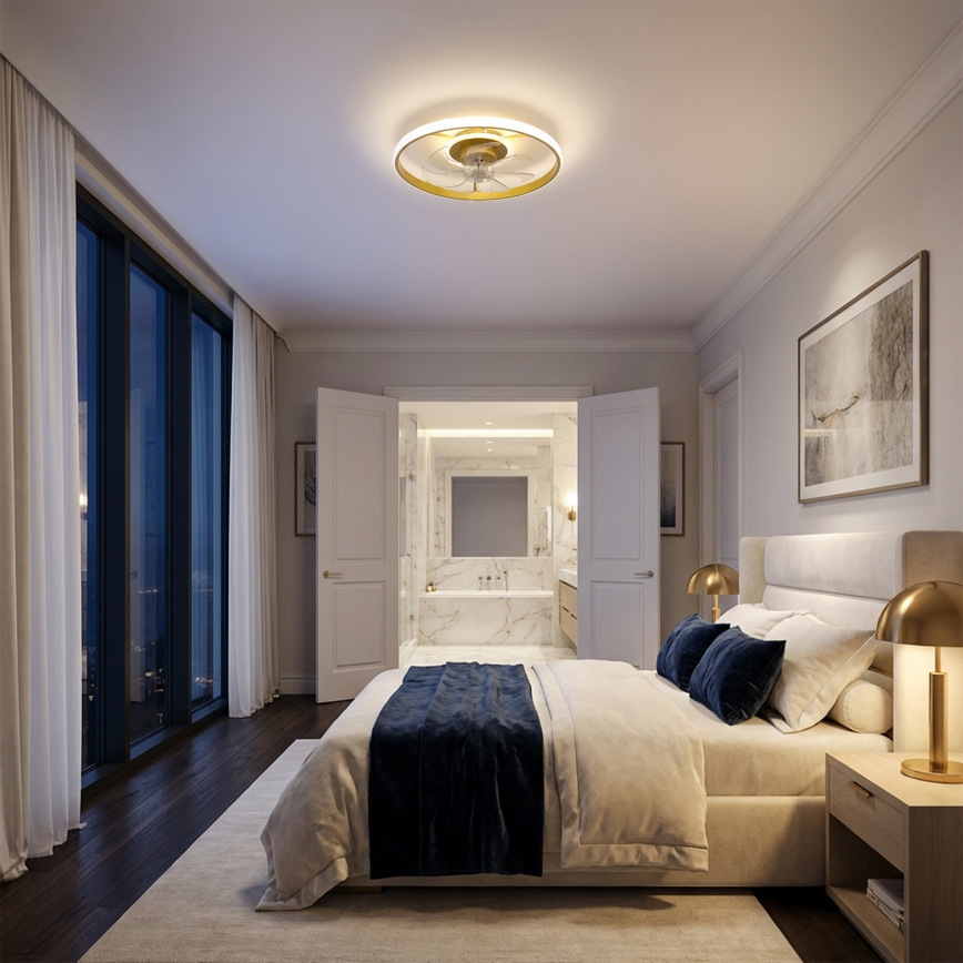 Brilagi - Ventilatore da soffitto dimmerabile LED/66W/230V 55 cm bianco/oro + telecomando