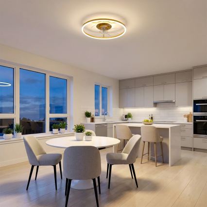 Brilagi - Ventilatore da soffitto dimmerabile LED/66W/230V 3000-6500K diam. 55 cm bianco/oro + telecomando