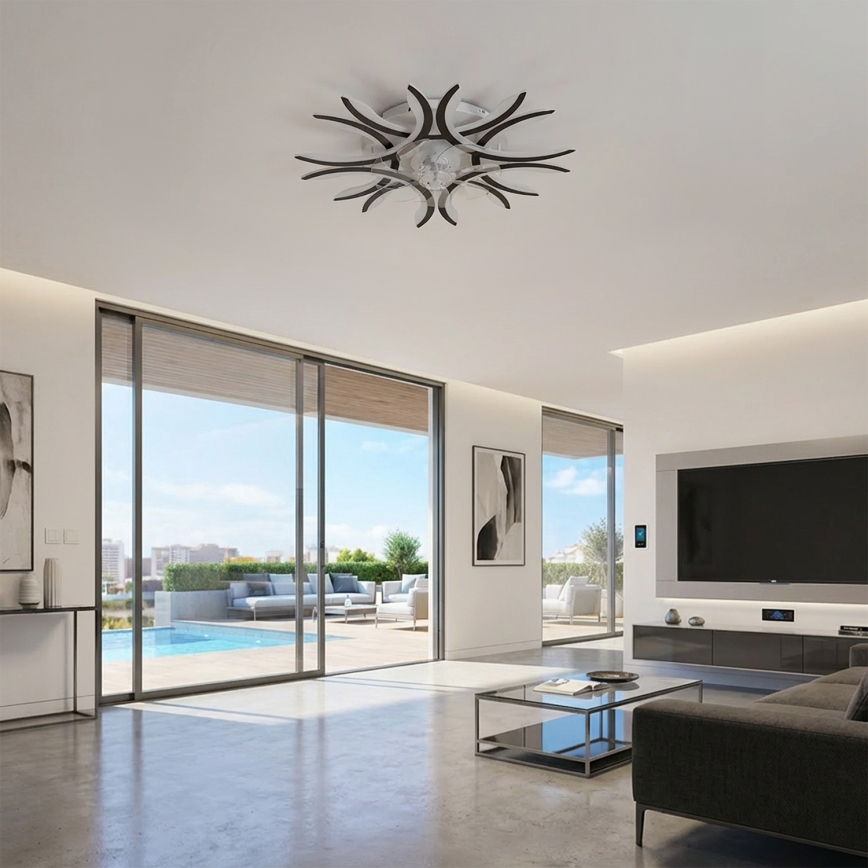 Brilagi - Ventilatore da soffitto dimmerabile a LED, 70W/230V, Ø 76 cm, nero, con telecomando