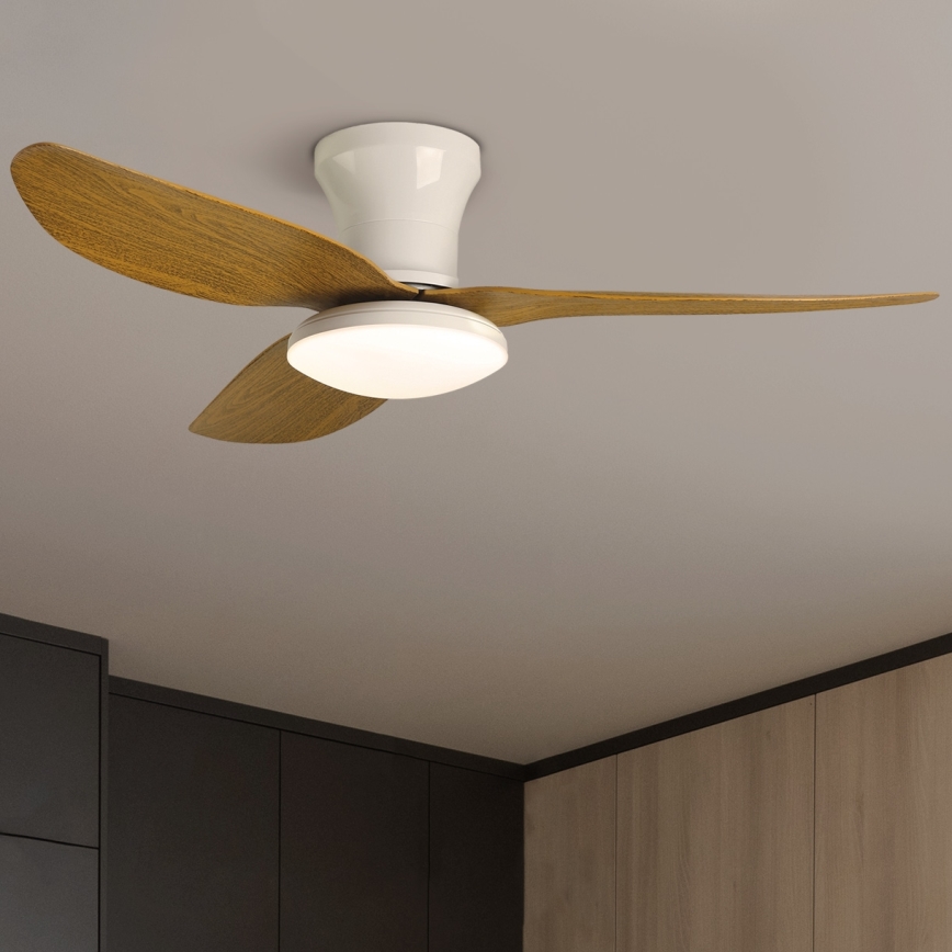 Brilagi - Ventilatore da soffitto dimmerabile a LED LED/30W/230V 3000-6500K bianco/marrone + telecomando