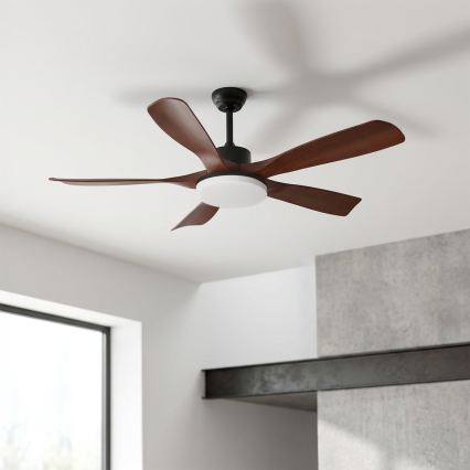 Brilagi - Ventilatore da soffitto dimmerabile a LED/34W/230V 132 cm nero/marrone + telecomando