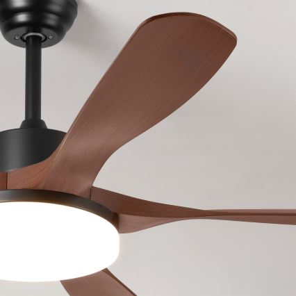 Brilagi - Ventilatore da soffitto dimmerabile a LED/34W/230V 132 cm nero/marrone + telecomando