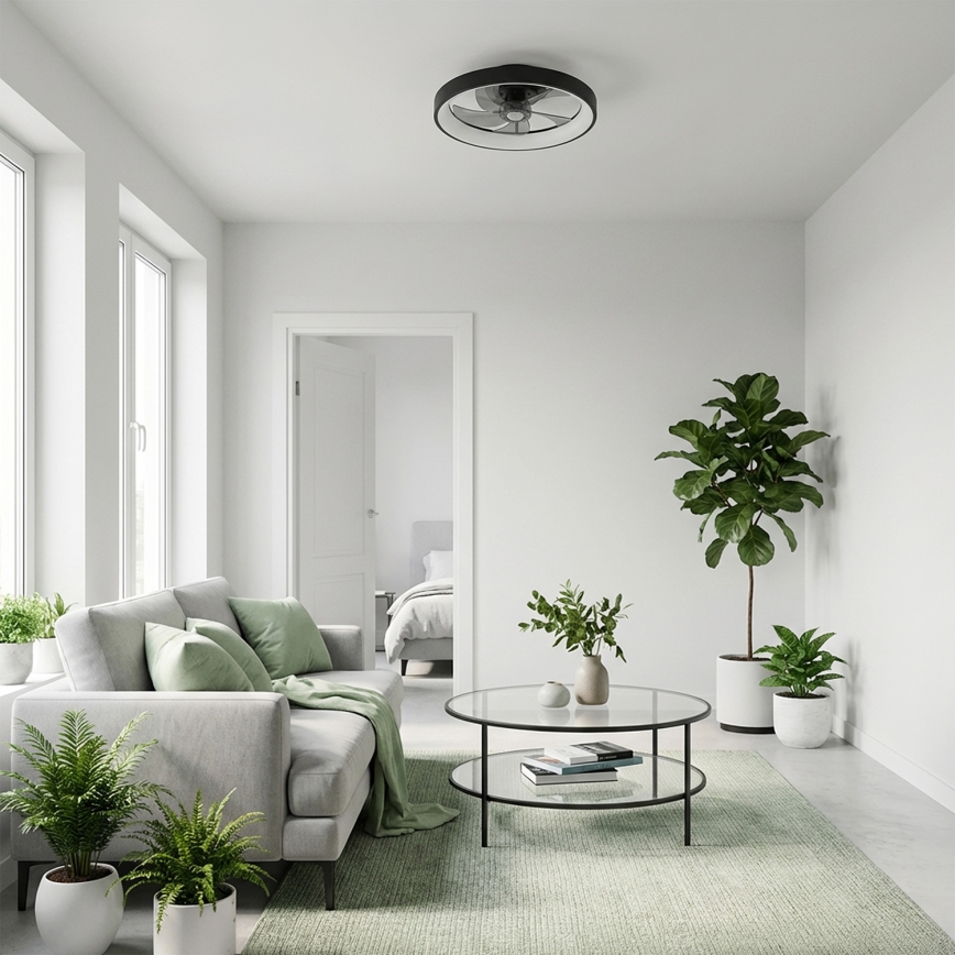 Brilagi - Ventilatore da soffitto LED dimmerabile LED/34W/230V diam. 50 cm nero + telecomando