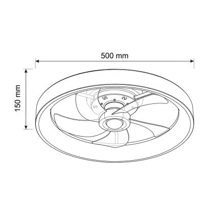 Brilagi - Ventilatore da soffitto LED dimmerabile LED/34W/230V diam. 50 cm nero + telecomando