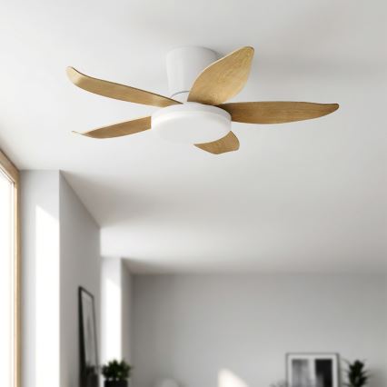 Brilagi - Ventilatore da soffitto LED dimmerabile LED/32W/230V 3000-6500K Ø 95 cm bianco/marrone + telecomando