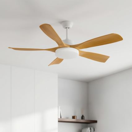 Brilagi - Ventilatore da soffitto LED dimmerabile 34W/230V 3000-6500K Ø 132 cm bianco/marrone + telecomando