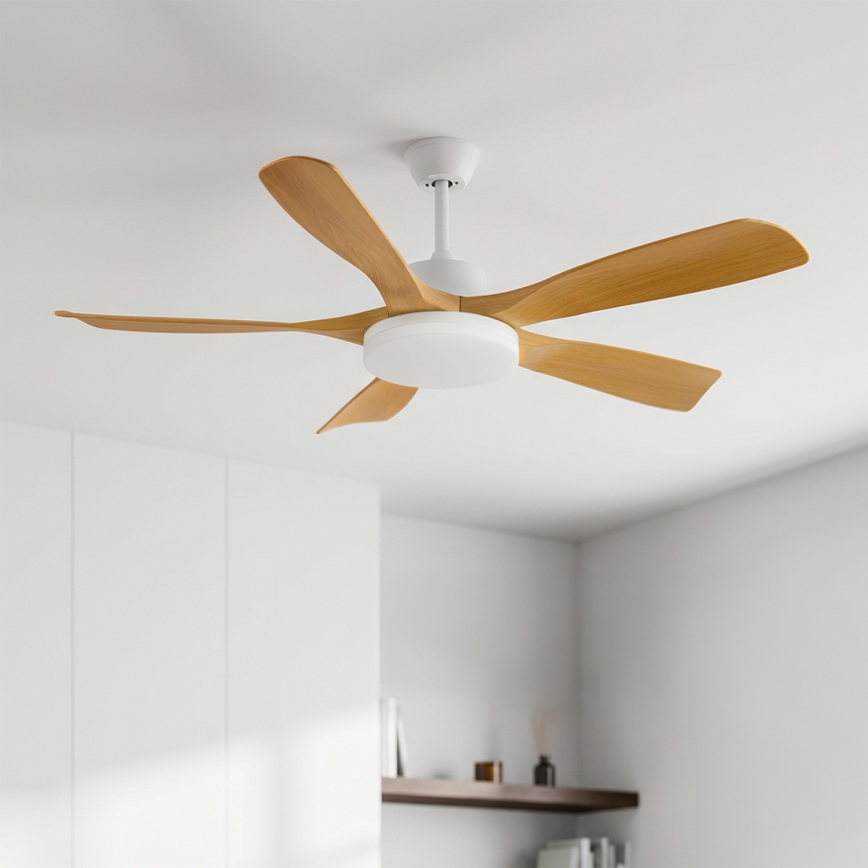 Brilagi - Ventilatore da soffitto LED dimmerabile 34W/230V 3000-6500K Ø 132 cm bianco/marrone + telecomando