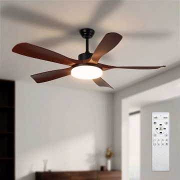 Brilagi - Ventilatore da soffitto dimmerabile LED/34W/230V 3000-6500K Ø 132 cm nero/marrone + telecomando