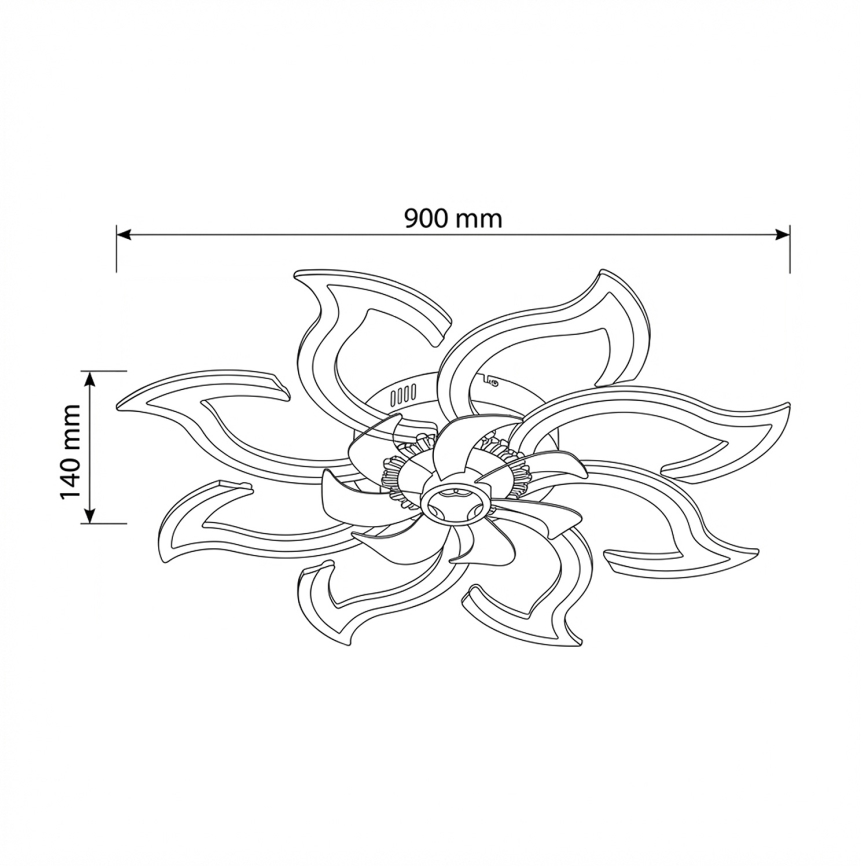 Brilagi - Ventilatore da soffitto dimmerabile con LED/44W/230V Ø 90 cm nero + telecomando