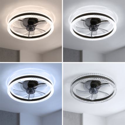 Brilagi - Ventilatore da soffitto dimmerabile con LED/62W/230V 3000-6500K Ø 50 cm nero + telecomando