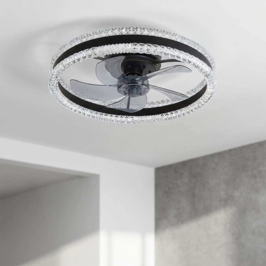 Brilagi - Ventilatore da soffitto dimmerabile con LED/62W/230V 3000-6500K Ø 50 cm nero + telecomando