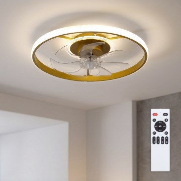 Brilagi - Ventilatore da soffitto dimmerabile LED/66W/230V 55 cm bianco/oro + telecomando