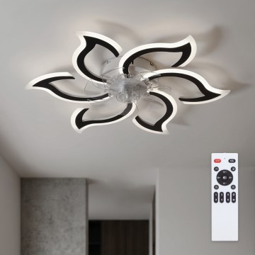 Brilagi - Ventilatore da soffitto LED dimmerabile, 34W, 230V, 3000-6500K, diametro 83 cm, nero, con telecomando