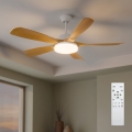 Brilagi - Ventilatore da soffitto LED dimmerabile 34W/230V 3000-6500K Ø 132 cm bianco/marrone + telecomando