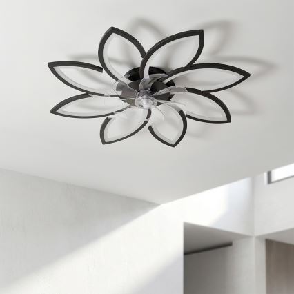 Brilagi - Ventilatore da soffitto dimmerabile con LED, 43W/230V, Ø 90 cm, nero + telecomando