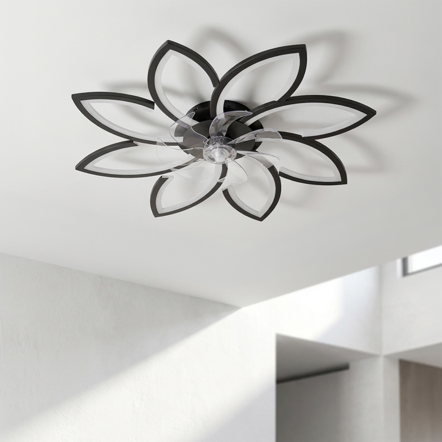 Brilagi - Ventilatore da soffitto dimmerabile con LED, 43W/230V, Ø 90 cm, nero + telecomando