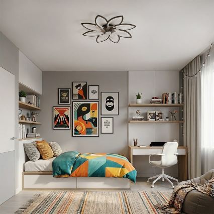 Brilagi - Ventilatore da soffitto dimmerabile con LED, 43W/230V, Ø 90 cm, nero + telecomando