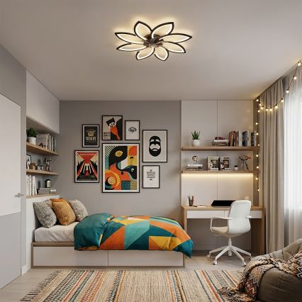Brilagi - Ventilatore da soffitto dimmerabile con LED, 43W/230V, Ø 90 cm, nero + telecomando