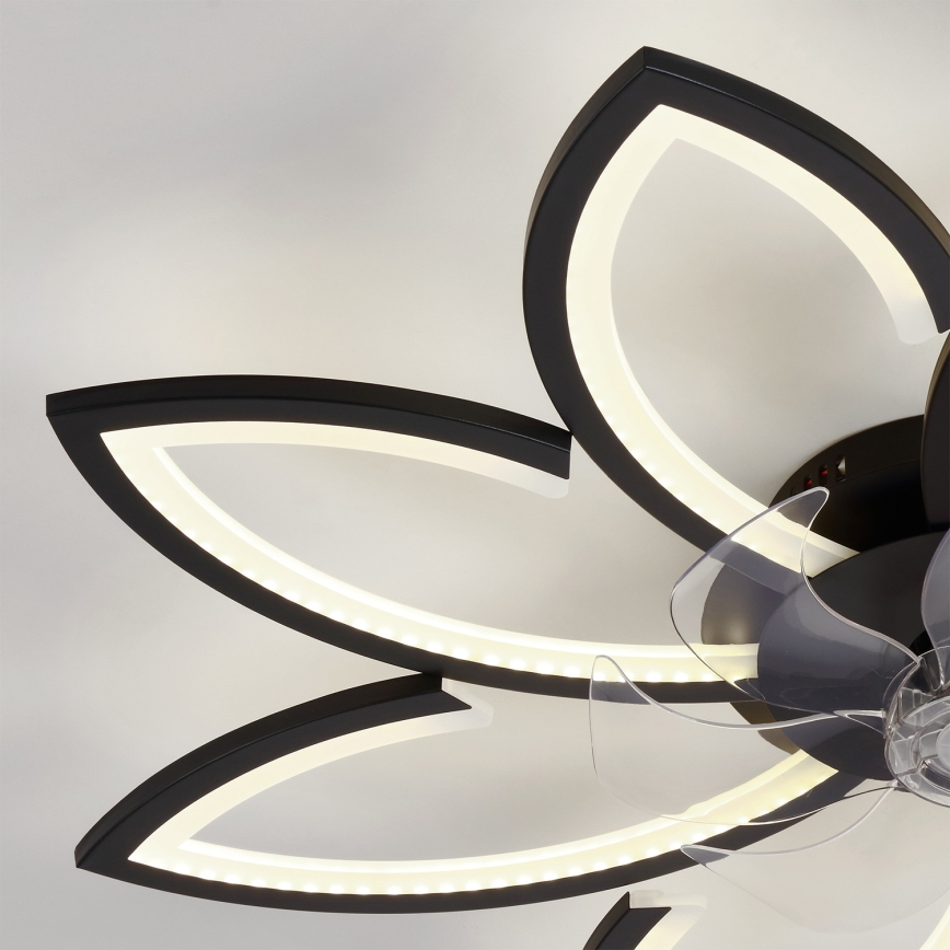 Brilagi - Ventilatore da soffitto dimmerabile con LED, 43W/230V, Ø 90 cm, nero + telecomando
