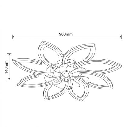 Brilagi - Ventilatore da soffitto dimmerabile con LED, 43W/230V, Ø 90 cm, nero + telecomando
