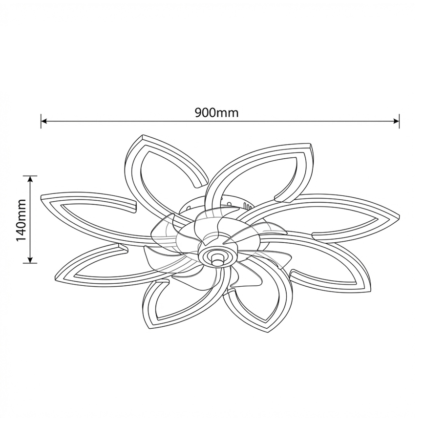 Brilagi - Ventilatore da soffitto dimmerabile con LED, 43W/230V, Ø 90 cm, nero + telecomando