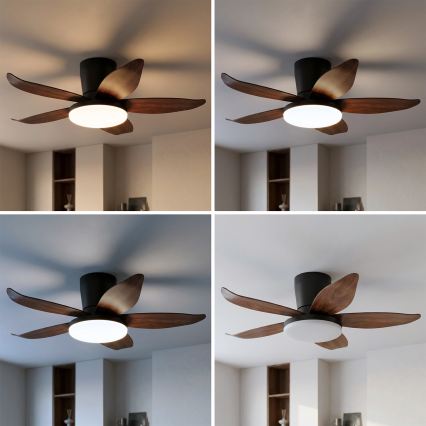Brilagi - Ventilatore da soffitto dimmerabile con LED 32W/230V 3000–6500K Ø 95 cm nero/marrone + telecomando
