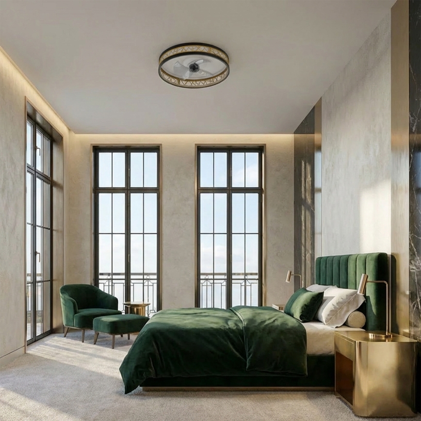 Brilagi - Ventilatore da soffitto dimmerabile a LED/34W/230V 50 cm nero/oro + telecomando