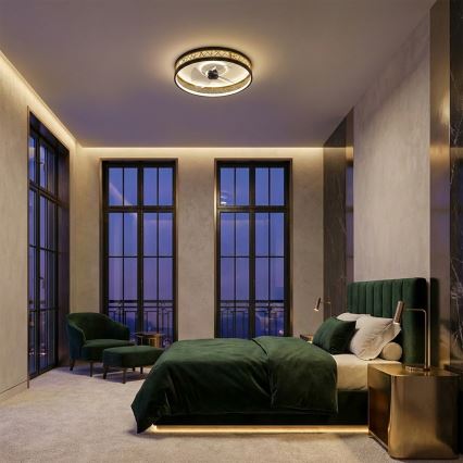 Brilagi - Ventilatore da soffitto dimmerabile a LED/34W/230V 50 cm nero/oro + telecomando