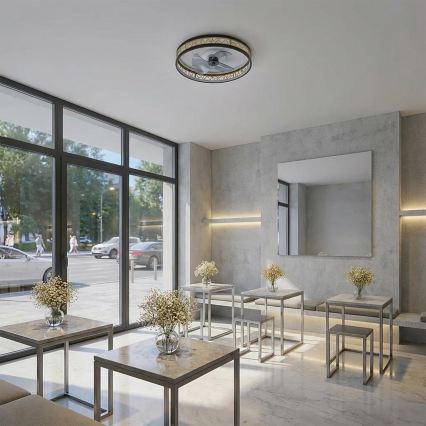 Brilagi - Ventilatore da soffitto dimmerabile a LED/34W/230V 50 cm nero/oro + telecomando