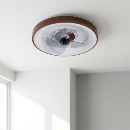 Brilagi - Ventilatore da soffitto LED dimmerabile, 34W/230V, 3000-6500K, diam. 46 cm, marrone + telecomando