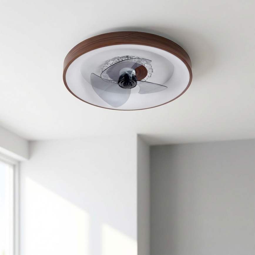 Brilagi - Ventilatore da soffitto LED dimmerabile, 34W/230V, 3000-6500K, diam. 46 cm, marrone + telecomando