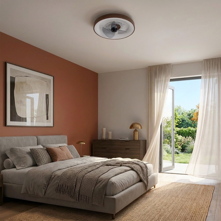 Brilagi - Ventilatore da soffitto LED dimmerabile, 34W/230V, 3000-6500K, diam. 46 cm, marrone + telecomando